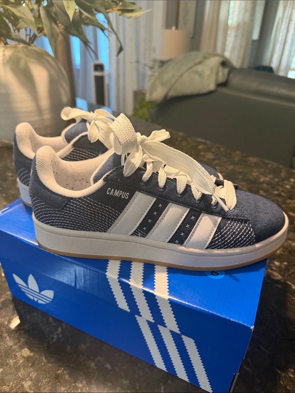 Adidas Campus 00s Women’s Size 8 Blue Denim White Sneakers JQ8333